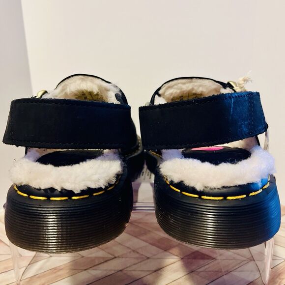 Dr Martens Jorge II Faux Fur Lined Slingback Mules M 4 W 5 Black Leather - Picture 5 of 7